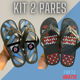 Kit 2 Pares Chinelo Sandália Adulto Masculino antiderrapante Homem