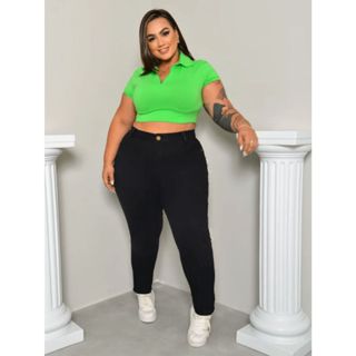 Calça Preta Plus Size Com Elastano Levanta Bumbum em Oferta na Shopee