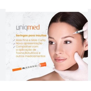 Seringas 0,3mL (30UI) com Agulha 5x0,23mm 32G embaladas individualmente Pacote c/ 20unid Insulina e/ou aplicação de Botox- Uniqmed