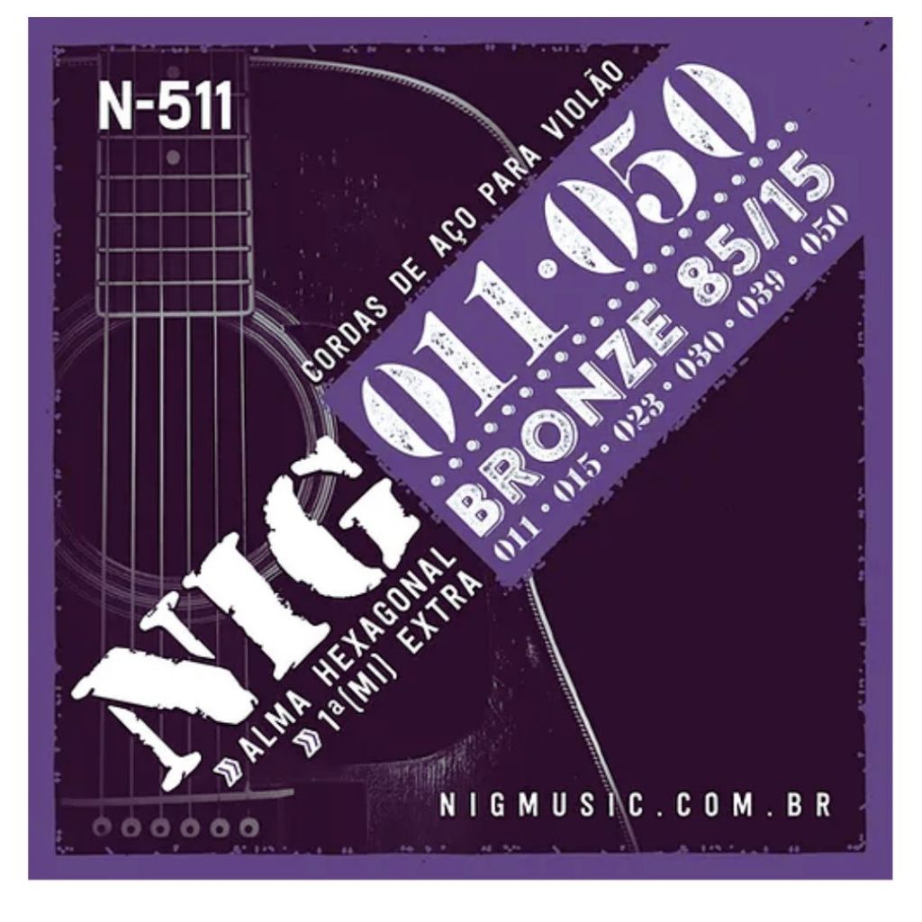 Encordoamento Nig De Aço Violão 011 /.050 Bronze 85/15 - N511