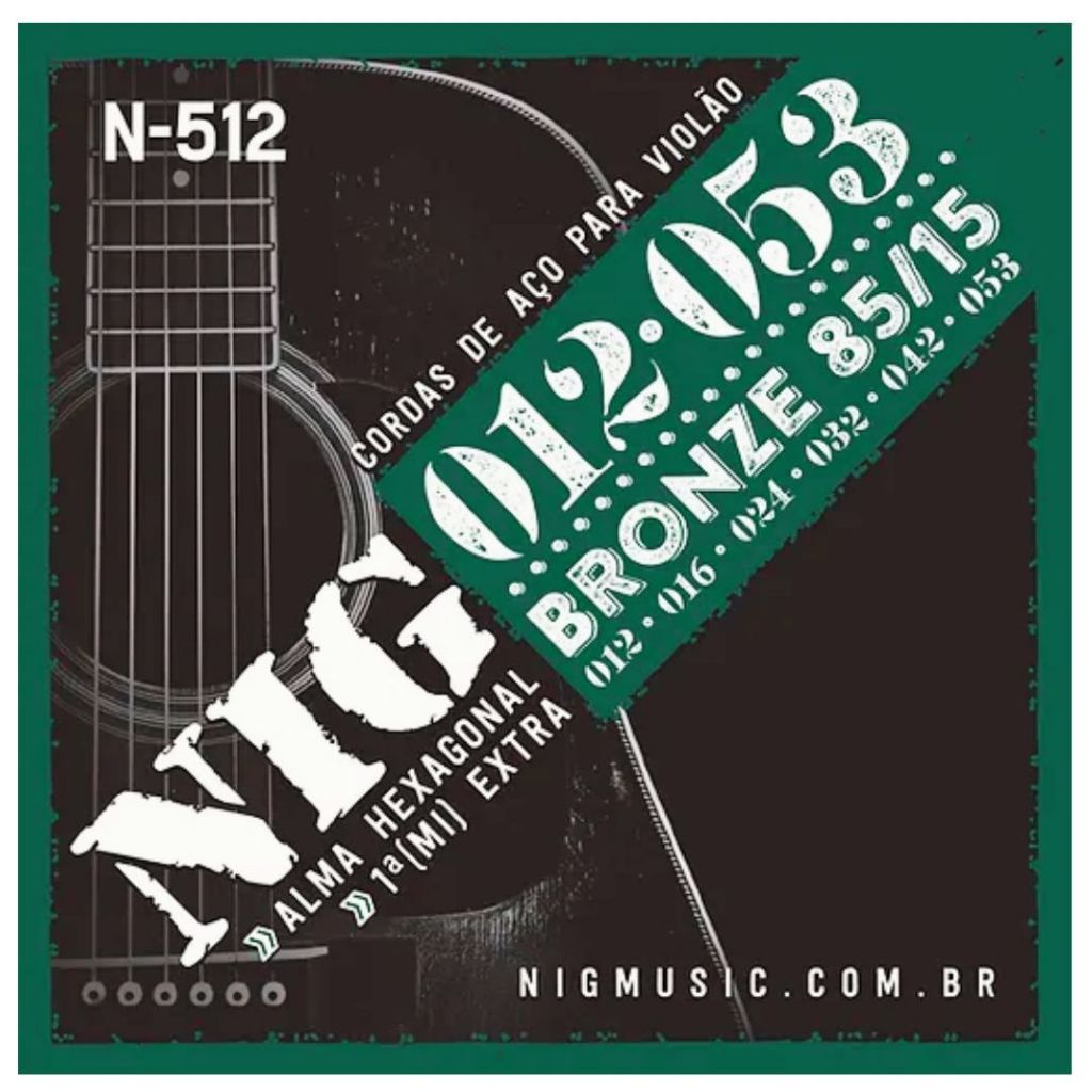 Encordoamento Nig Cordas 012 P/ Violão Aço Bronze 85/15 - N512