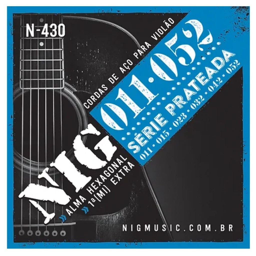 Encordoamento Cordas P/ Violão Aço Prateada 011-052 Nig - N430