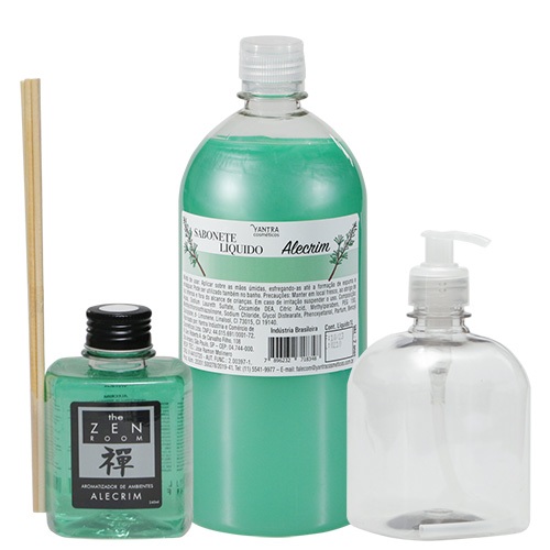 Kit - 1 sabonete liquido + Aromatizador ambiente 250ml + Frasco pet c/ válvula sabonete