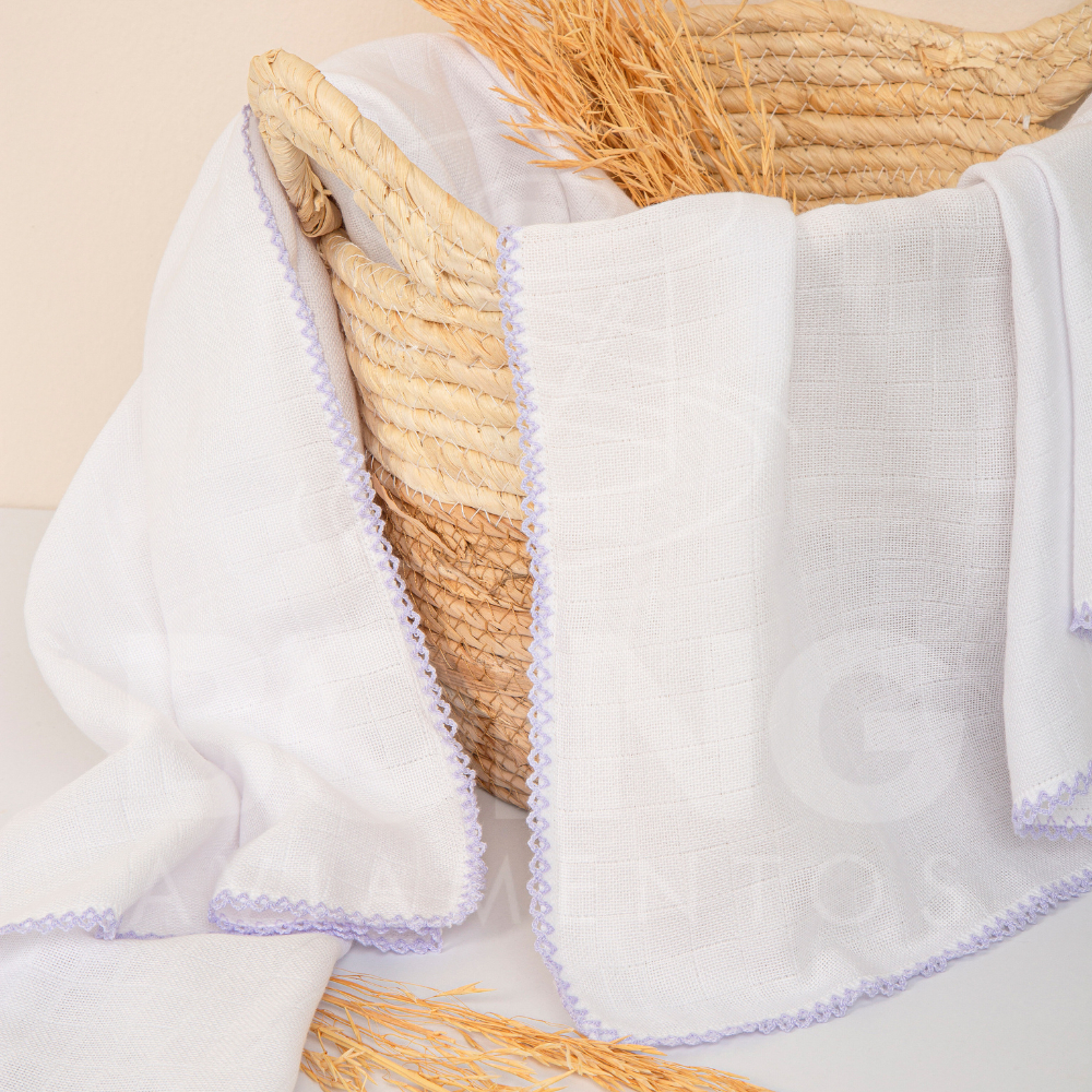 Kit 2 Fralda de Banho Estrela Crochê Mabber 80cm x 120cm - Pintura / Bordado Eletrônico