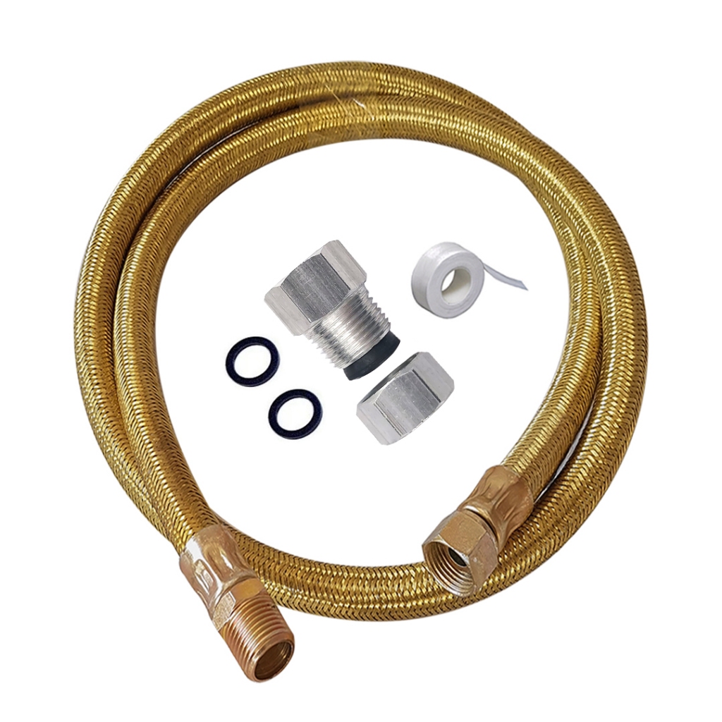 Imagem Kit Gas Encanado Mangueira Metálica Alta Temperatura  + Adaptador para Cooktop Forno Fogão e de Embutir
