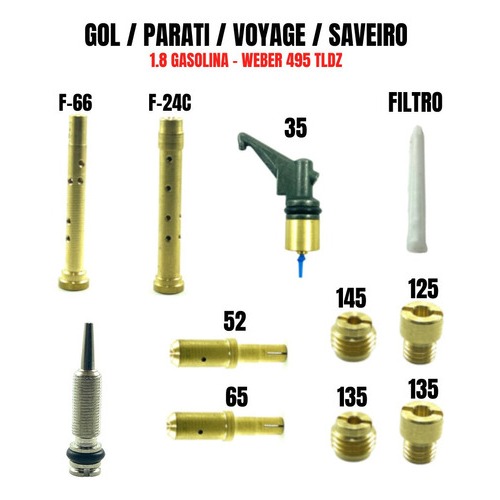 Gicles Giclagem Carburador Gol 1.8 Gasolina Weber 495 Tldz