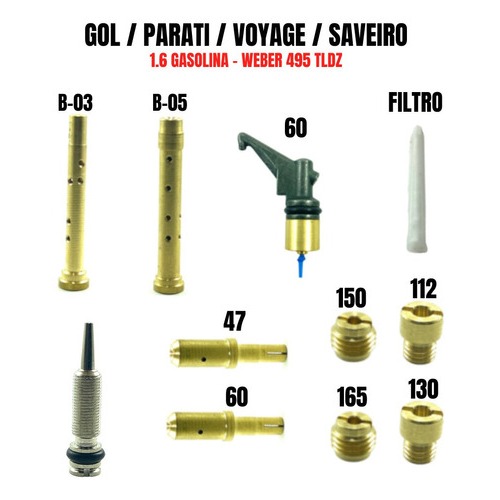 Gicles Giclagem Carburador Gol 1.6 Gasolina Weber 495 Tldz