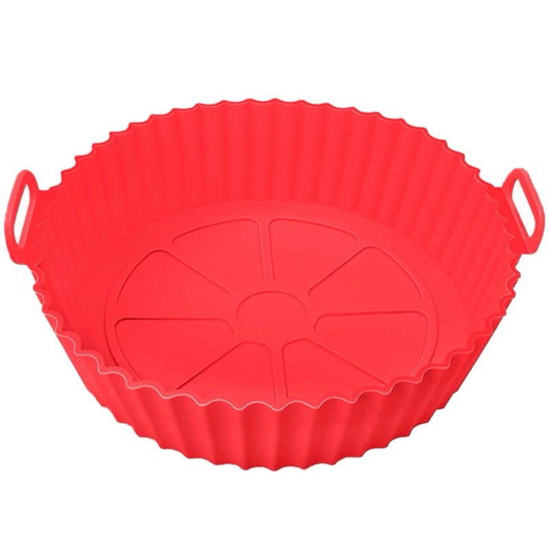 Cesto de Silicone Redondo Air Fryer e Forno Forma para Fritadeira Elétrica com Alça 17,5cm