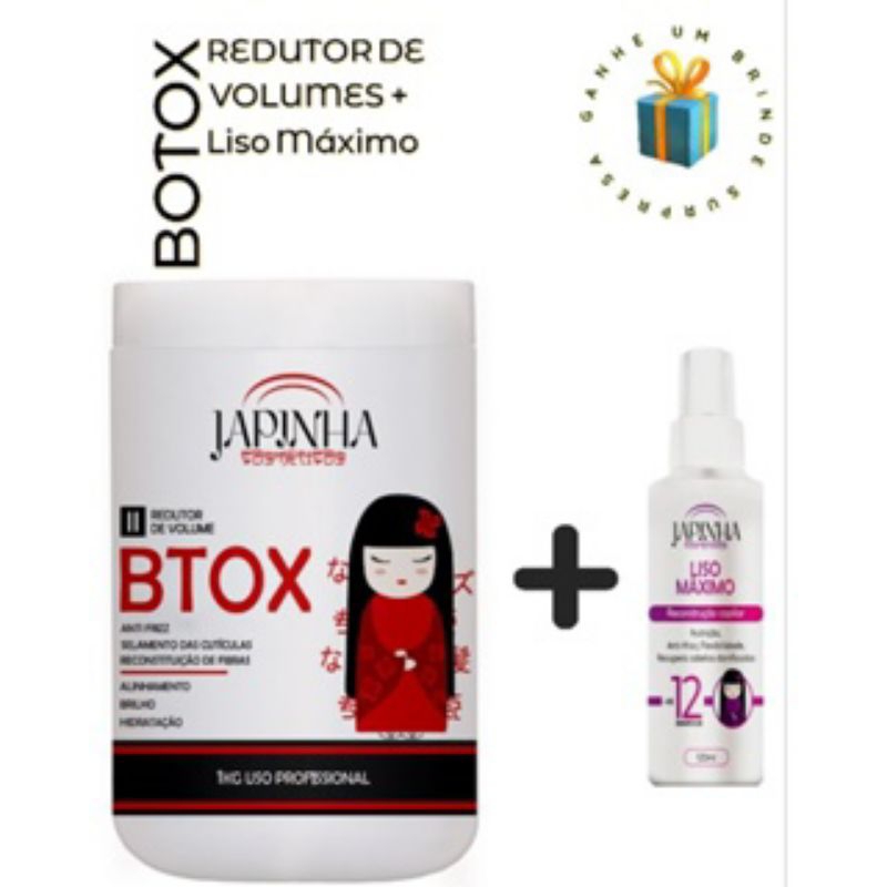 KIT BOTOX JAPINHA REDUTOR DE VOLUME 1KG + SPRAY TERMO ATIVO 120ML