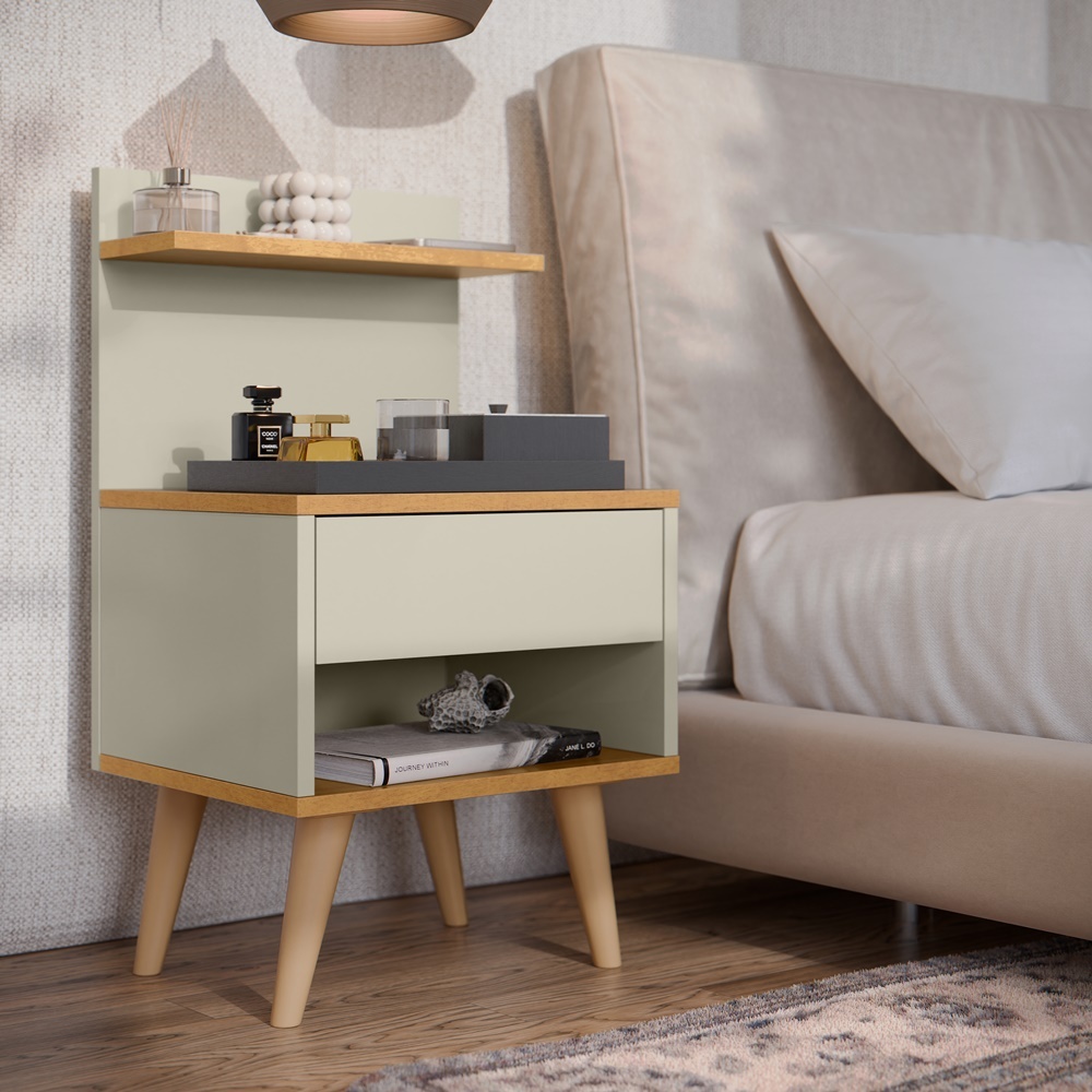/ mesa de cabeceira quarto luxo 1 gaveta e nicho