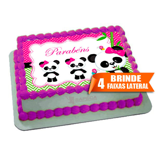 Papel arroz Urso Panda Familia menina para Bolo de 4kg