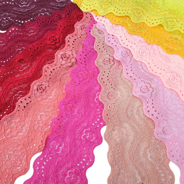 Rendas 6,5cm elástica de poliamida para lingerie mínimo 100 gramas por desenho e cor em Oferta na Shopee