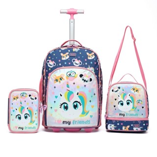 Kit Mochila Lancheira Estojo Rodinha Escolar Reforçada Viagem