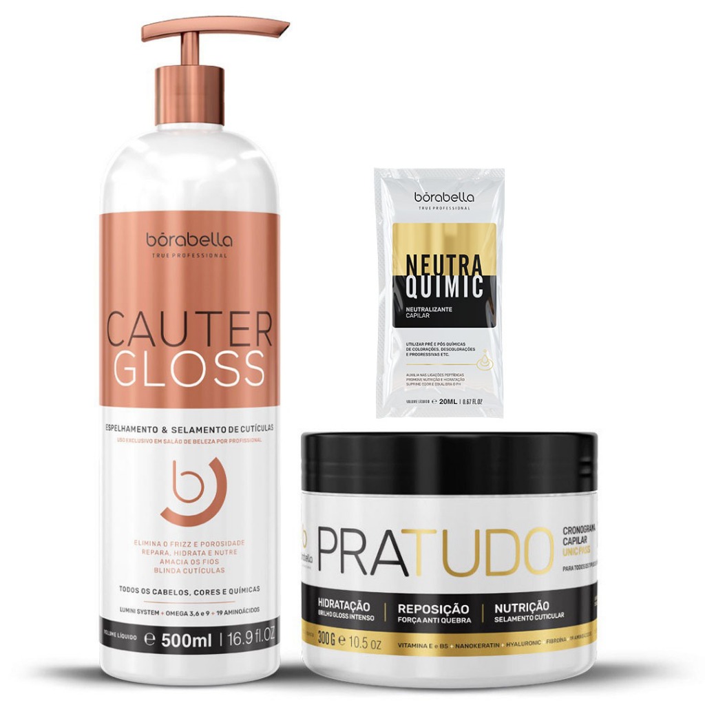 Borabella Cauter Gloss Espelhamento + Máscara Pra Tudo 300g