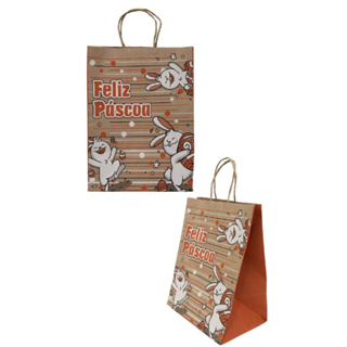 Sacola Papel Kraft Feliz Páscoa Coelhinho 10 unidades Kafe Embalagens em Oferta na Shopee