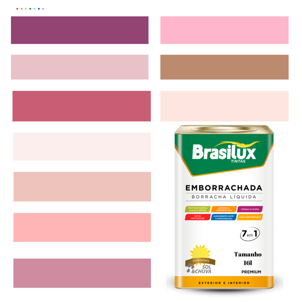 Tinta Borracha Líquida Cor Rosa 16l Lavável Brasilux