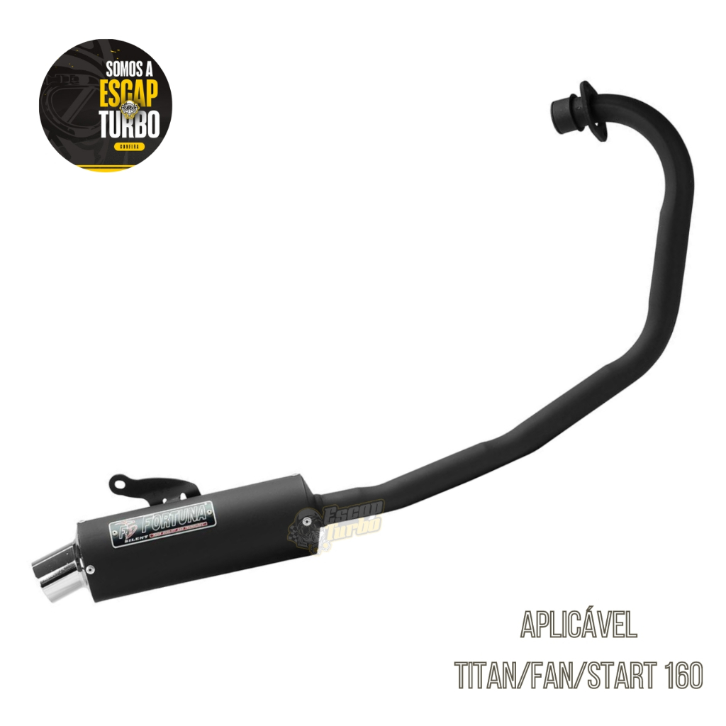 Escapamento Fan 160 / Titan 160/ Start 160 Fortuna Mini Turbo Preto
