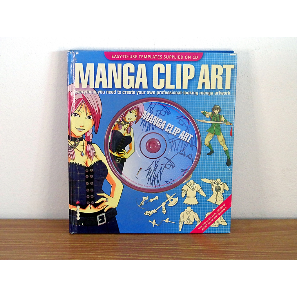 Livro Usado “Mangá Clip Art com CD”. Tutorial sobre Mangá no Photoshop.