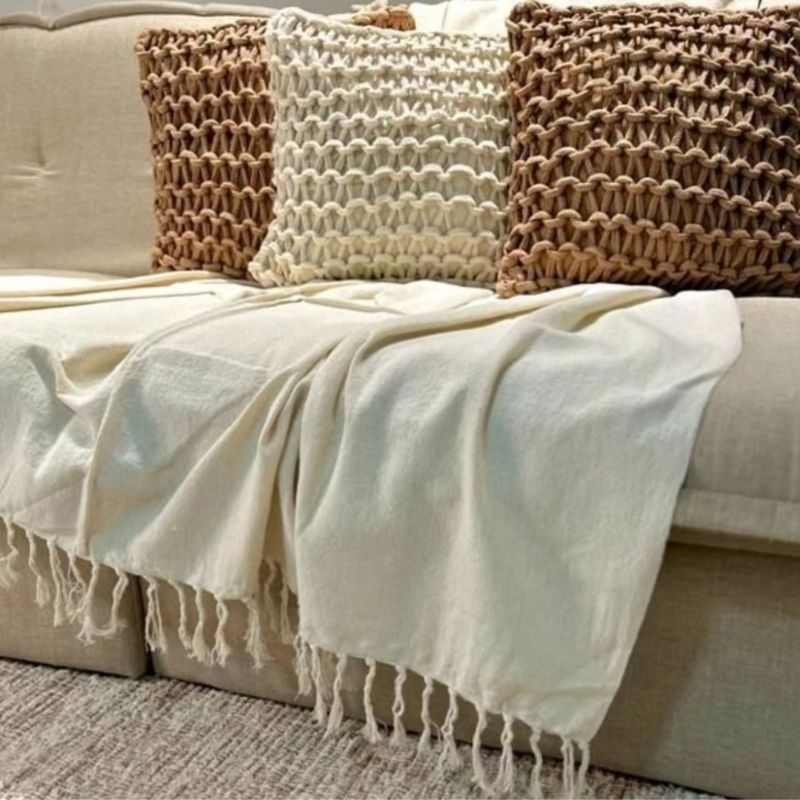Manta Xale Chale com Franja Decorativo Casal Algodao para Sofa Poltrona Cama Decoraçao Minimalista Boho Rustica Ideia Presente Mae Esposa Casal Sogra Madrasta