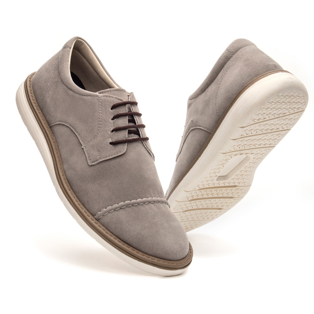 Sapato Oxford Masculino Camurça Ingles Brogue Sola Costurada Elegante e Confortavel