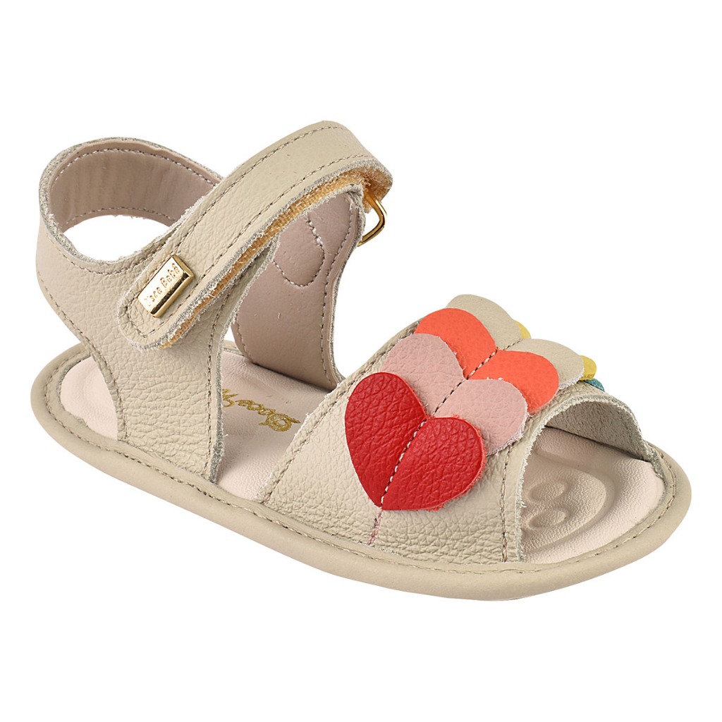 Sandália Boneca Menina Bebê Em Couro Macio Legítimo Coração Colorido em Oferta na Shopee