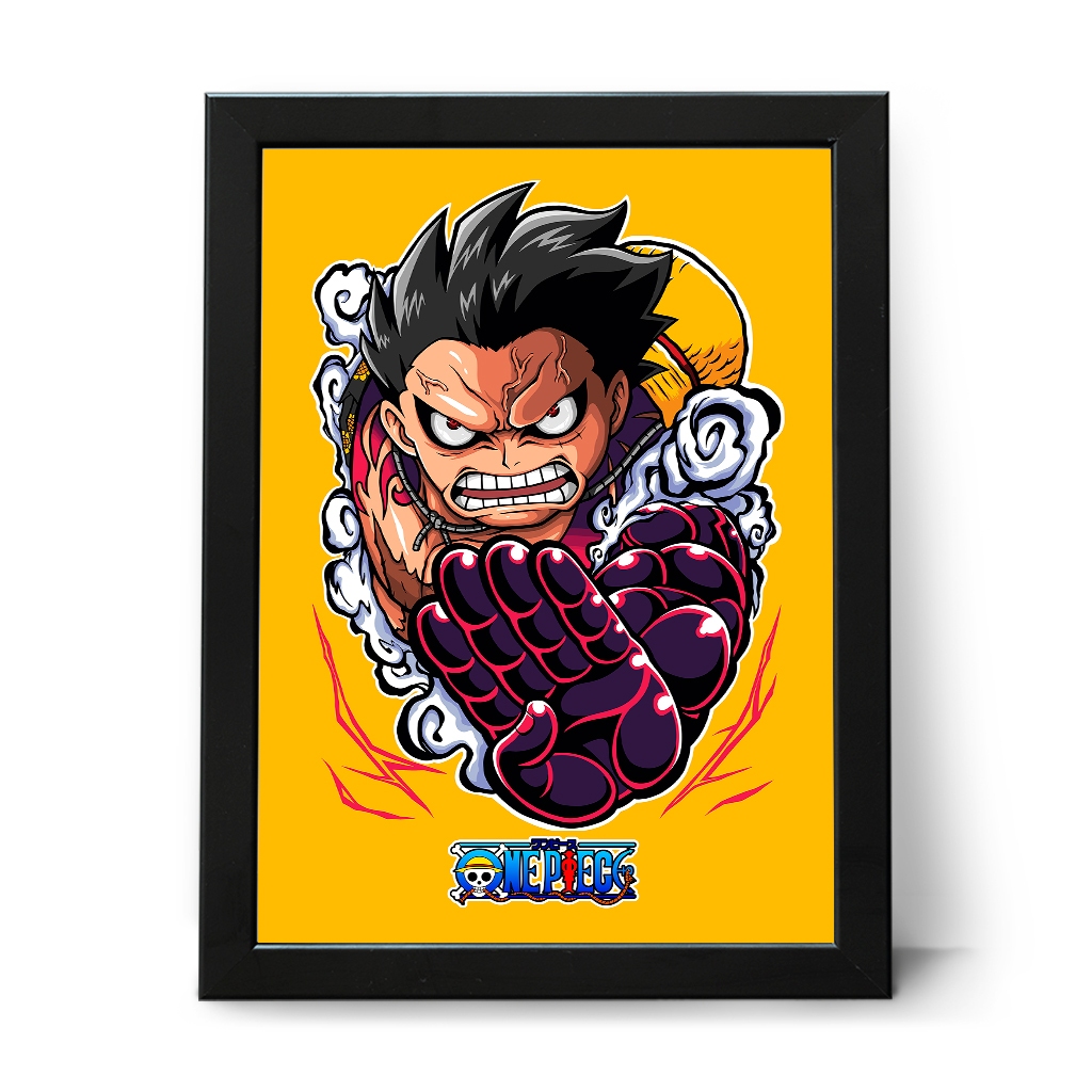 Quadro Decorativo Com Moldura e Acetato One Piece Anime Poster Geek Tamanho 21x30cm A4