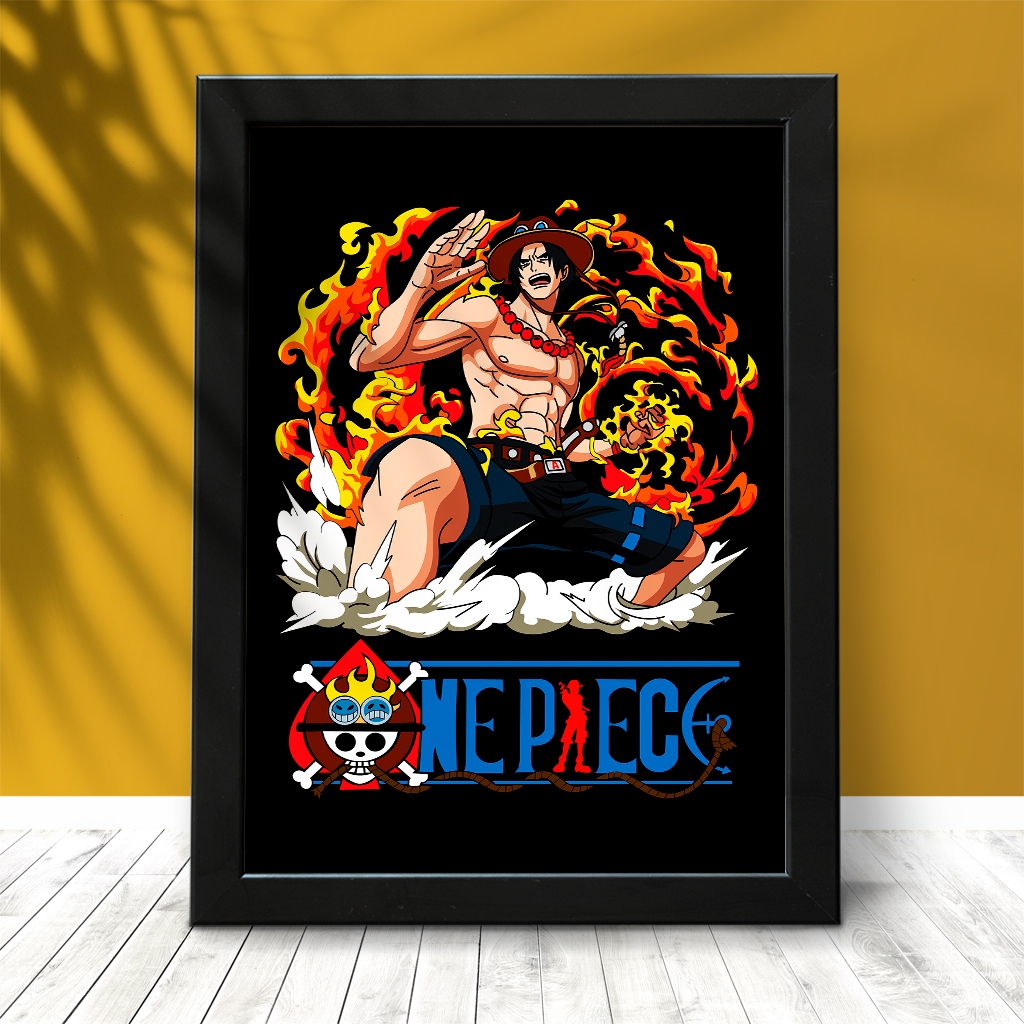Quadro Decorativo Com Moldura e Acetato One Piece Decoração Anime Poster Geek