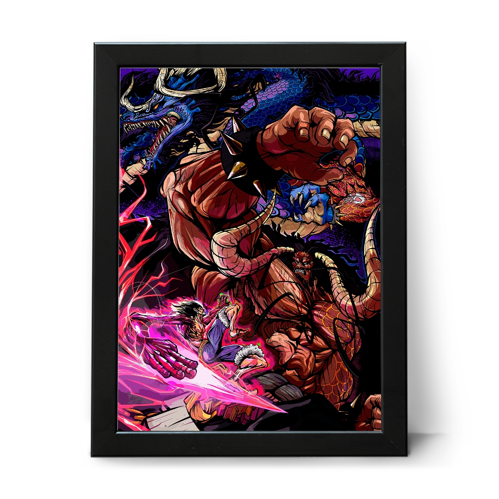 Quadro Decorativo Com Moldura e Acetato One Piece Poster Anime Geek Luffy