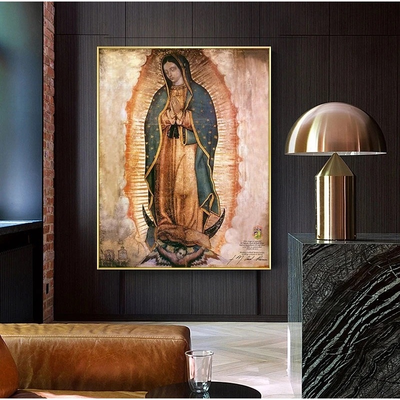 Quadro decorativo 1 peça 90x70 A Virgem de Guadalupe Senhora Retro religiosos católica decoração para casa sala quarto em Oferta na Shopee