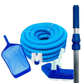 Kit Limpeza Compact Para Piscina Aspirador Peneira Mangueira de 5 Metros e Cabo Telescópico de 3 M