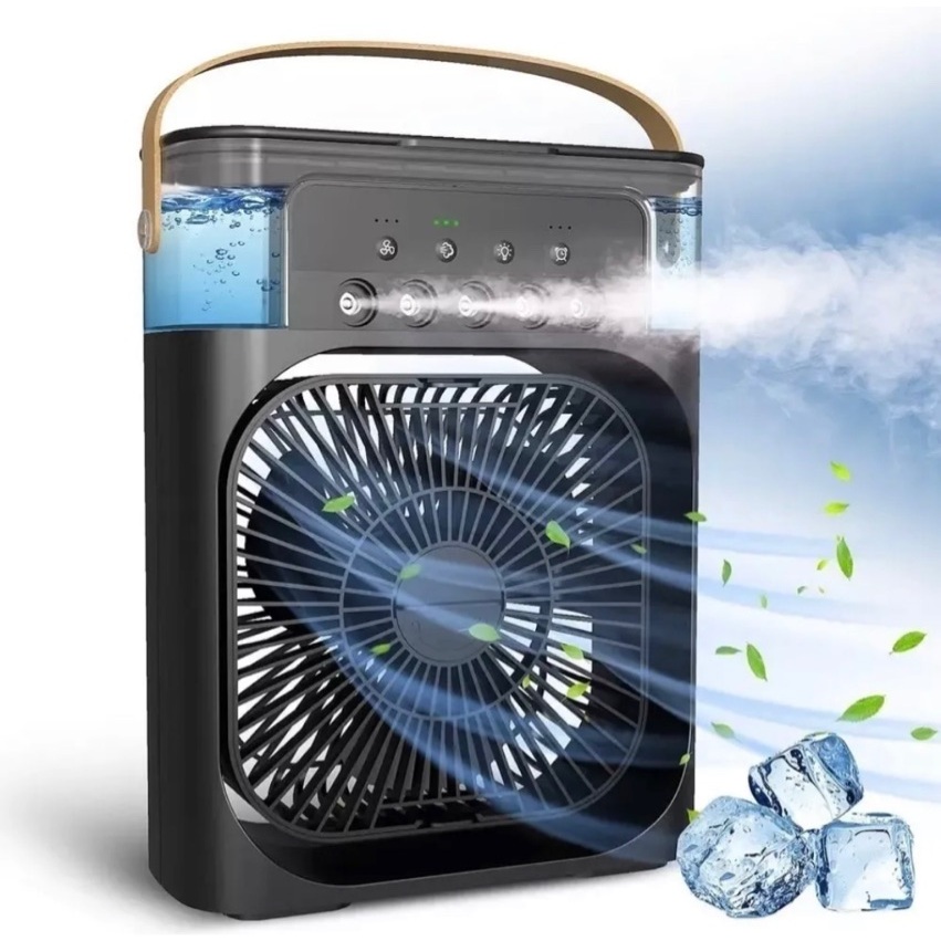 Mini ar condicionado Ventilador Portátil Umidificador Climatizador C/ Luz Rgb (Abajur) Mini Ar
