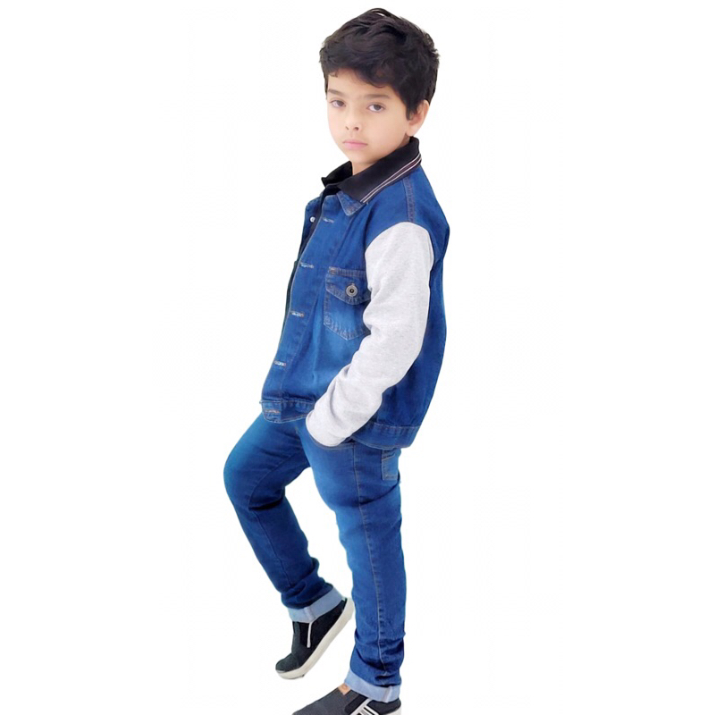 Conjunto Jeans Infantil Masculino Jaqueta + Calça | Look Estiloso e Confortável 2 a 16 Anos