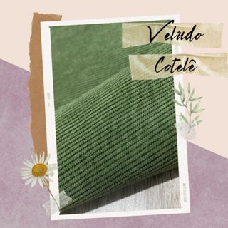 Tecido Veludo Cotelê Liso (1m x 1,50m) 100% poliéster