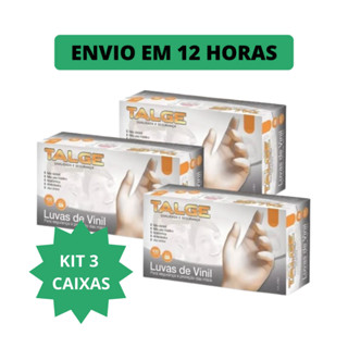 Kit 3 Caixas - Luva de Vinil com pó descartável - 300 unidades
