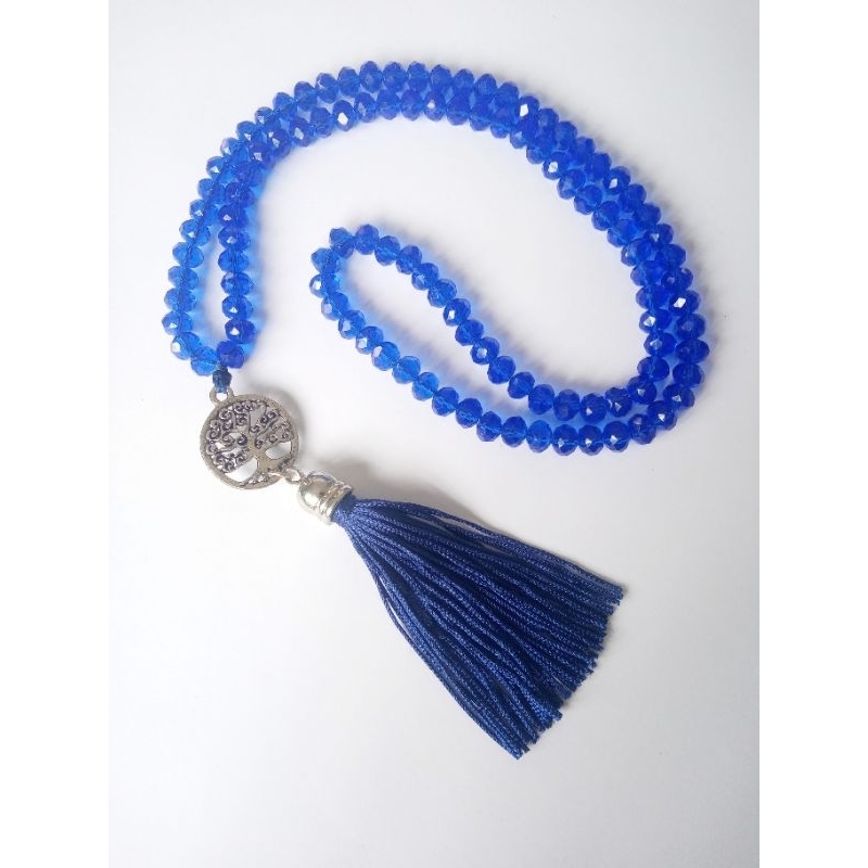 Imagem Japamala 108 Contas Cristal Azul Bic Meru Pingente Árvore da Vida Rosário Budista Meditação Ref:463
