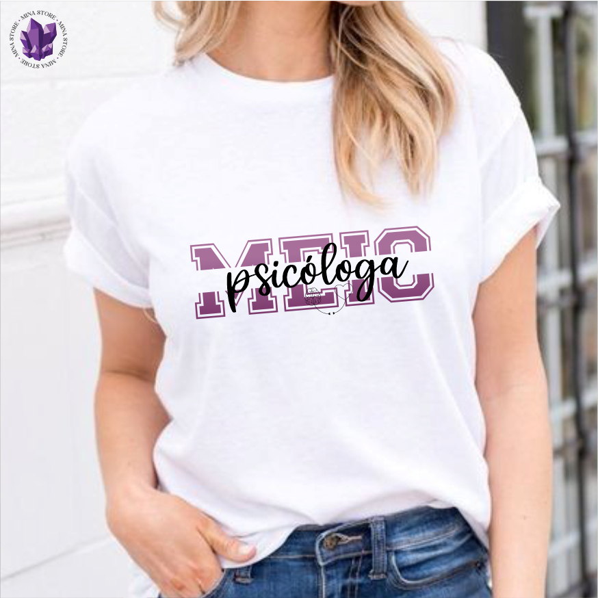 Camiseta Mina Profissões Estudante Psicologia Meio Psicóloga