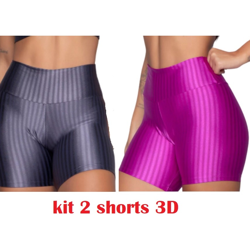 2 Short Legging 3d fitness levanta bumbum modeladora poliamida ideal para Academia pilates e ginastica