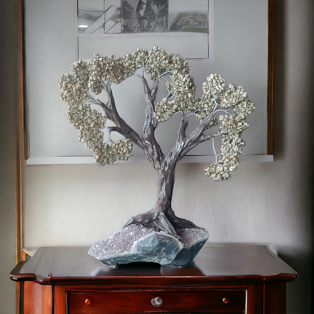 Árvore Pedra Natural Bruta Pirita Arvore da Prosperidade Vários Tamanhos