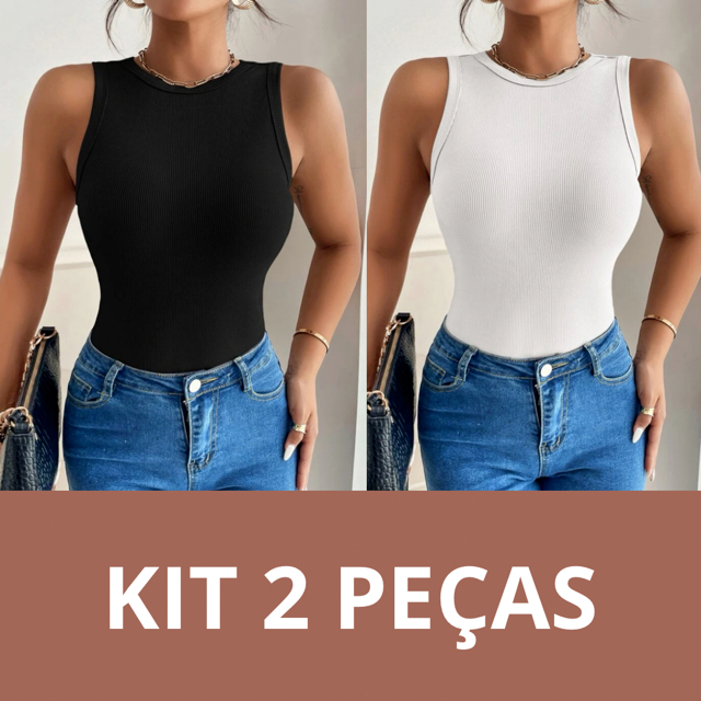 KIT com 2 Blusas Regata Feminina Canelada Blusinha Basica em Oferta na Shopee