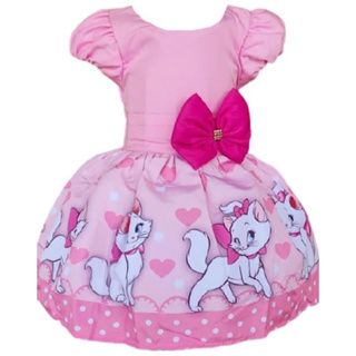 VESTIDO INFANTIL TEMA GATINHA MARIE ANIVERSÁRIO em Oferta na Shopee