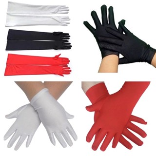 1 Par De Luva Longa / Curta para Festa Fantasia Carnaval Branca/Preta em Oferta na Shopee