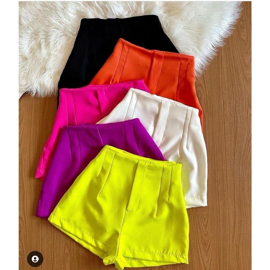 SHORT ZARA ALFAIATARIA FEMININO CINTURA ALTA MODA PREMIUM COM ZIPER LATERAL