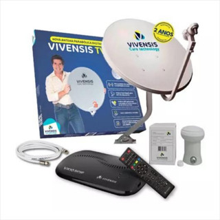 Kit De Antena Completo Com Receptor Vx10 Da Vivensis Com Antena Parabólica Lnbf Conectores e Cabo