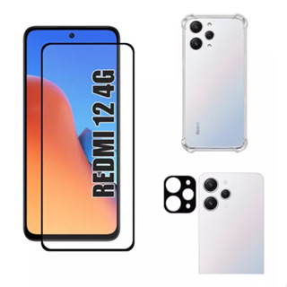 KIt Pelicula Vidro 3D Xiaomi Redmi 12 + Capa Capinha Anti Shock + Pelicula Camera 3D