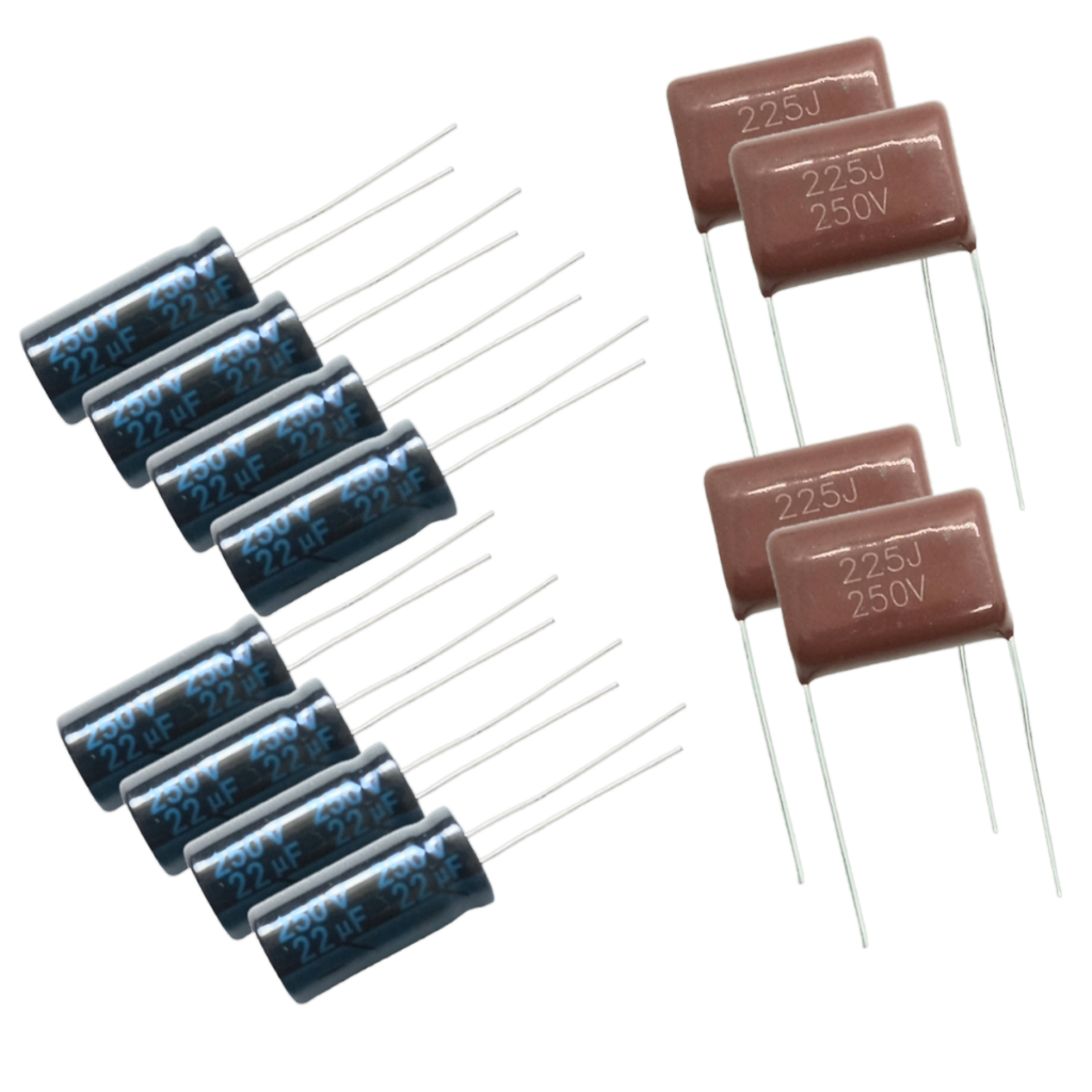 8x Capacitor Corneta 22X250 + 4x Capacitor 2m2 2,2uf 250v Sup Tweter
