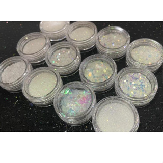kit com 12 Glitter Encapsulado Flocado Para Unhas Hexagonal HM-0393 fruta da cor
