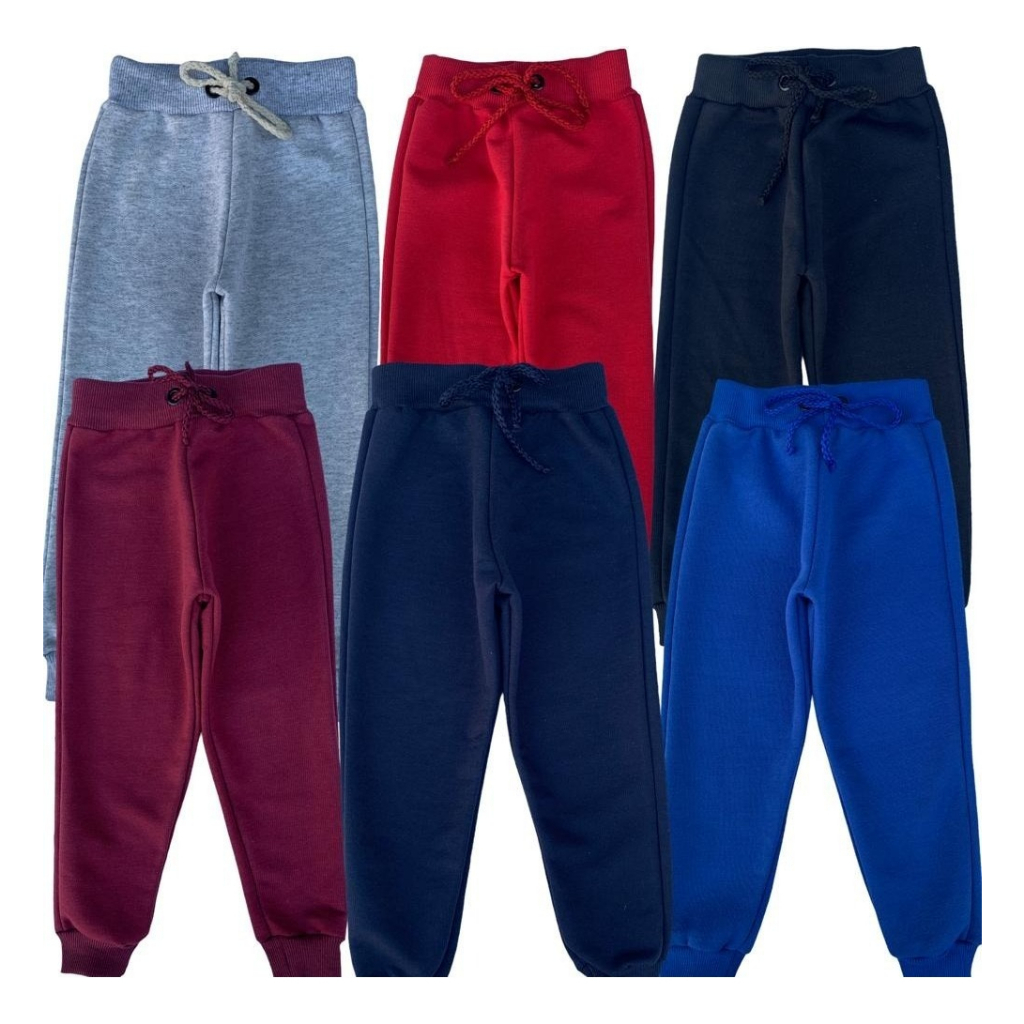 Kit 6 Calças Moletom Grosso Flanelado Infantil Menino
