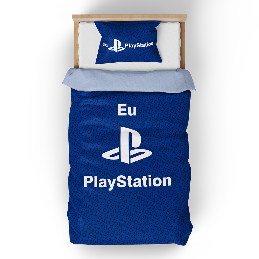 Jogo Lençol e Fronha Cama SOLTEIRO Gamer Fanboy - EU JOGO PLAYSTATION