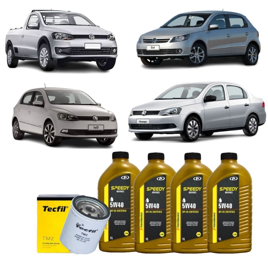 Kit Troca De Oleo E Filtros VW Gol Voyage Saveiro Polo G4 G5 G6 1.0 1.6 5w40 Sintético API SN PLUS em Oferta na Shopee