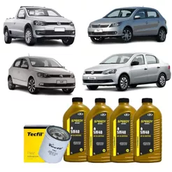 Kit Troca De Oleo E Filtros VW Gol Voyage Saveiro Polo G4 G5 G6 1.0 1.6 5w40 Sintético API SN PLUS